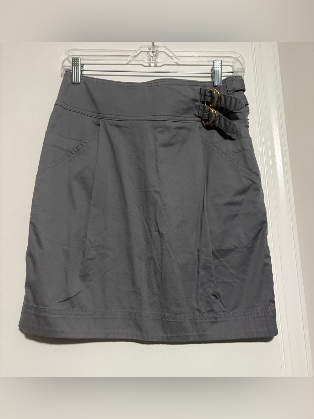 Marc By Marc Jacobs Gray Mini Skirt with Double Buckle Detail